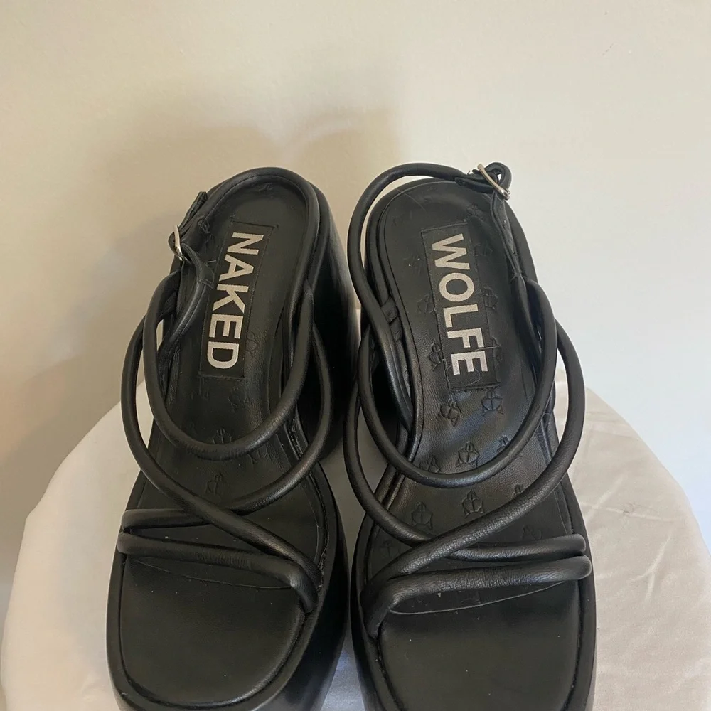 Naked Wolfe Black Platform Strappy Sandals - Picture 6 of 6